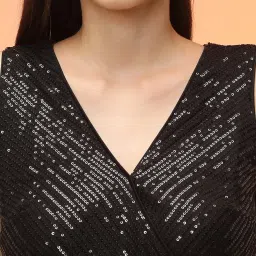 Globus Black Embellished Wrap Dress image 4