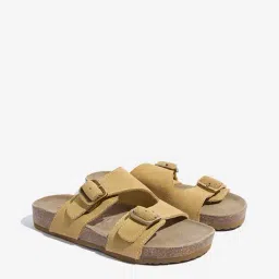 LUNA BLU by Westside Yellow Dual-Strap Leather Sandals-picture-38
