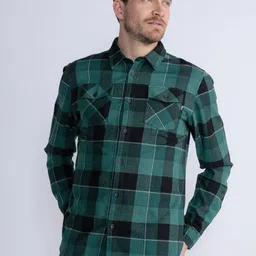 Petrol Pure Cotton Checked Casual Shirt-picture-26