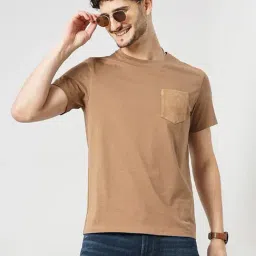 celio celio* Light Brown Regular Fit Cotton Crew T-Shirt-picture-18