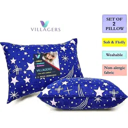 VILLAGERS Set of 2 Blue Polyester Pillows-image-52