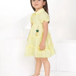 Peppermint Kids Yellow Solid Dress image 4