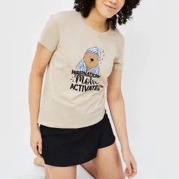 Ginger by Lifestyle Beige Graphic Print T-Shirt image 4