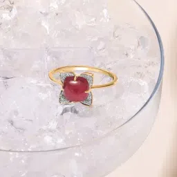 Mia by Tanishq Scarlet Blooms Ruby & Diamond 14k Finger Ring-image-29