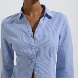 Wardrobe by Westside Blue Stripe Printed Shirt image 4