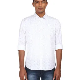 AD by Arvind White Cotton Regular Fit Printed Shirt-image-10
