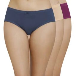 Amante Blue & Beige Cotton Hipster Panties-picture-6