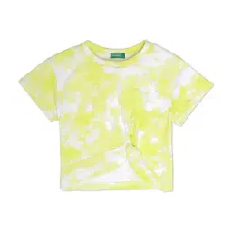 United Colors of Benetton Kids Lime Yellow & White Cotton Over Dyed T-Shirt-picture-26