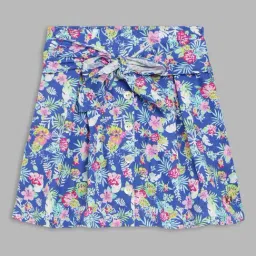 Blue Giraffe Kids Blue Cotton Floral Print Skirt-picture-31