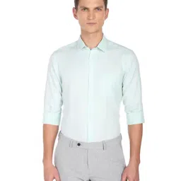 Arrow Mint Green Cotton Slim Fit Checks Shirt-image-0
