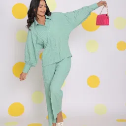 KAORI BY SHREYA AGARWAL Green Blended Checked Pants image 4