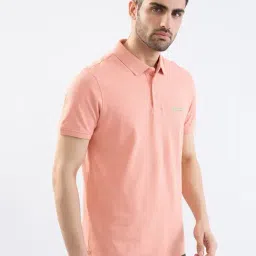 Spykar Tropical Pink Cotton Regular Fit Solid T-Shirts image 4