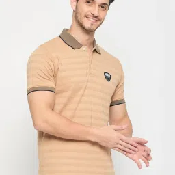 Duke Caramel Slim Fit Striped Polo T-Shirt image 4