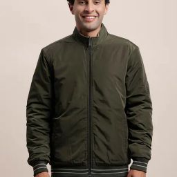 Turtle Green & Grey Relaxed Fit Reversible Jacket-picture-11