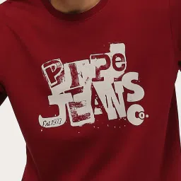 Pepe Jeans Dark Red Regular Fit Graphic Print Cotton Sweatshirt image 4