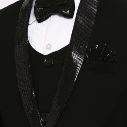 Kids Island Boys Black & White Solid Full Sleeves Suit Set image 4