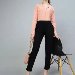 FITHUB Black Slim Fit High Rise Trousers image 4