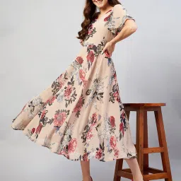 Rare Women Nude Colour Maxi Floral Dress image 4
