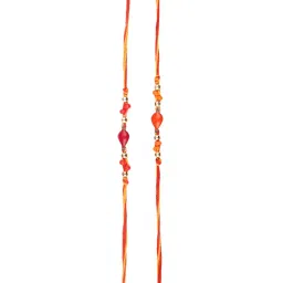 Aapno Rajasthan Orange & Red Beaded Set of 2 Rakhi image 4