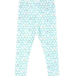 MINI KLUB Girls Turquoise Blue & White Printed Knitted Leggings-picture-28