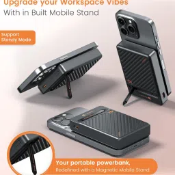 Portronics Chyro 10000Mah Magnetic Wireless Fast Charging Powerbank With Magsafe Mobile Stand image 4