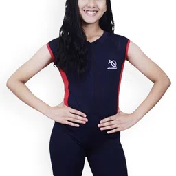 Aqua Holic Girls Solid V-Neck Swimming Suit-image-76