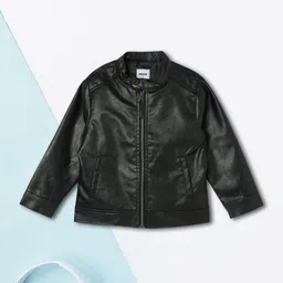max Boys Polyester Crop Biker Jacket with Patchwork-picture-32