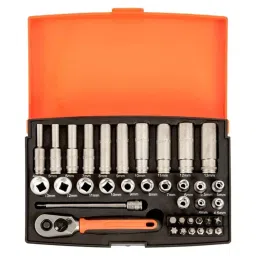 Bahco Deep Socket/Standard Socket/Bit Set Metric 1/4 inch with Ratchet 6 Point, SL25L (Set of 37 Pcs) image 3