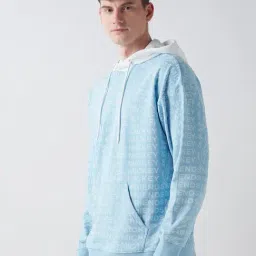 Bewakoof Official Disney Men's Blue Mickey All Over Printed Oversized Hoodies image 3