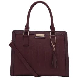 Giordano Burgundy Textured Medium Satchel-picture-3