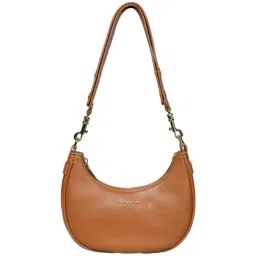 PELLE LUXUR Brown Solid Medium Shoulder Handbag-image-1