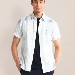 U.S. Polo Assn. White Regular Fit Printed Cotton Shirt-image-58
