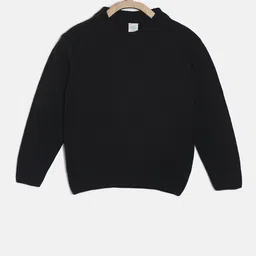 MINI KLUB Boys Black Solid Pullover Sweater image 1