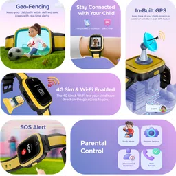 boAt Wanderer Smart Kids Watch w/2Way Video Call,1.43''(3.6 cm)Screen,SOS,Geo Fencing Smartwatch image 3