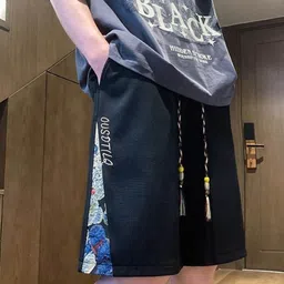 KPOP Men Typography Printed Relaxed Fit Cotton Shorts image 4