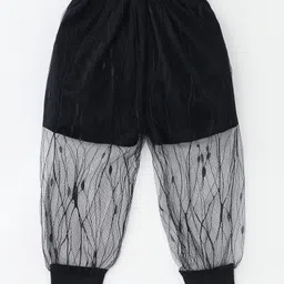 Kookie Kids Cotton Full Length Lounge Pant with Mesh Detailing - Black-image-24