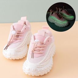 Babyoye Lace Up Closure Colour Blocked Glow in the Dark Sneakers - Pink-picture-11