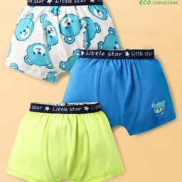 Babyoye 100% Cotton Bear Printed Trunks Pack Of 3 - Multi Colour-picture-23