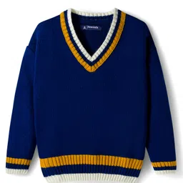 Pine Kids Knit Full Sleeves Solid Color Pullover Sweater - Navy Blue-picture-12