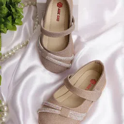 Mine Sole Rhinestones Embellished With Velcro Closure Mary Jane Ballerinas - Rose Gold-image-72