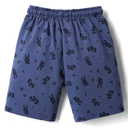 Taeko Single Jersey Knit Knee Length Short With Text Print - Blue image 2