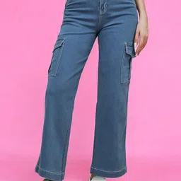 DressBerry Women Wide Leg High-Rise Stretchable Jeans-image-17