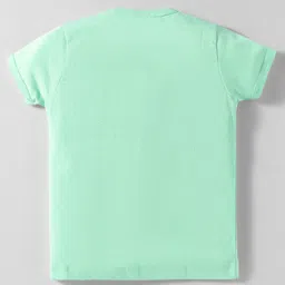 Tango Single Jersey Knit Half Sleeves Shorts Night Suit With Elephant & Star Print - Green image 3