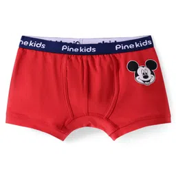 Pine Kids Disney Cotton Lycra Knit Trunks With Mickey Mouse Graphics Pack of 3 - Red Black & Blue image 4
