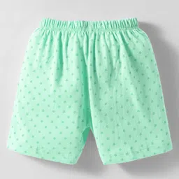 Tango Single Jersey Knit Half Sleeves Shorts Night Suit With Elephant & Star Print - Green image 4