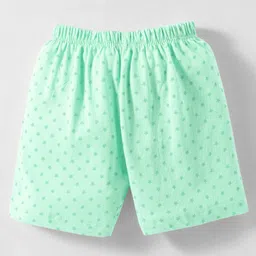 Tango Single Jersey Knit Half Sleeves Shorts Night Suit With Elephant & Star Print - Green image 5