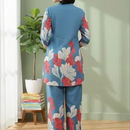 SZN Printed Pure Cotton Top With Palazzos Co-Ords image 3