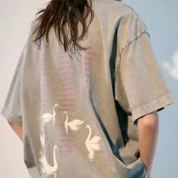 LULU & SKY Graphic Printed Drop-Shoulder Sleeves Pure Cotton Oversized T-shirt image 2