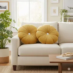 alden Microfibre Cushion Pack of 1 Solid Premium Round cushion-picture-17