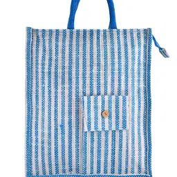 Kuber Industries Set Of 3 Striped Shopper Jute Tote Bags image 2